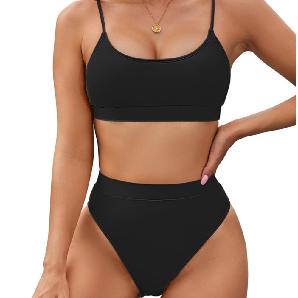 Pink queen high-waist bikini black